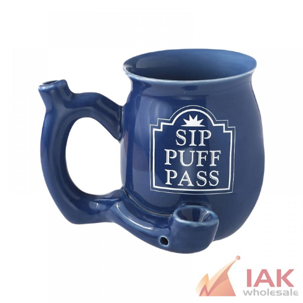 *FC SIP, PUFF, PASS BLUE CERAMIC MUG*