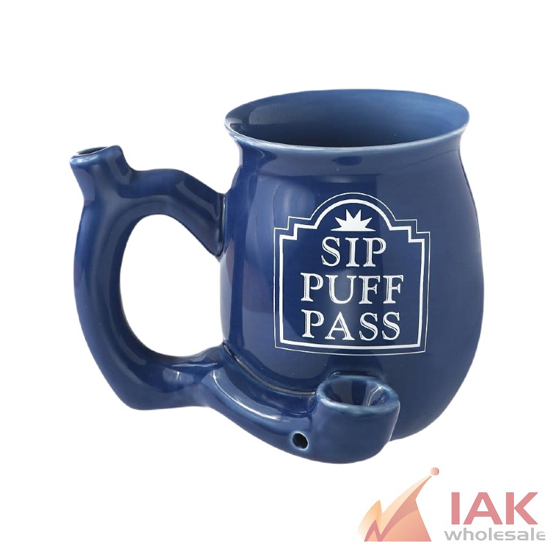 *FC SIP, PUFF, PASS BLUE CERAMIC MUG*