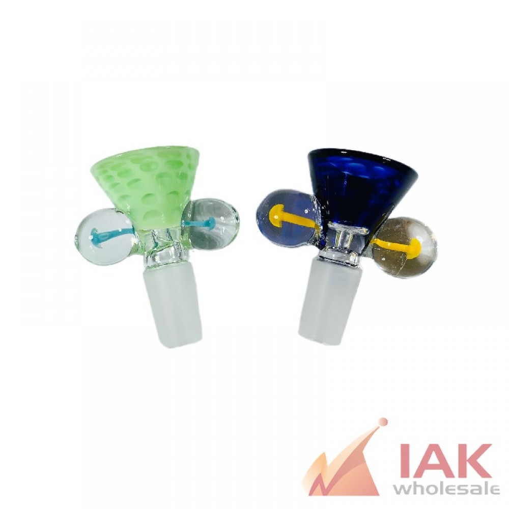 *14M GLASS BOWL W/ DUAL MUSHROOMS C10*