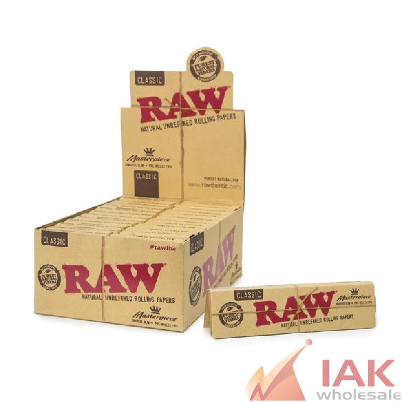 *RAW - CLASSIC MASTERPIECE KING SIZE PAPERS + PRE-ROLLED TIPS 24CT*