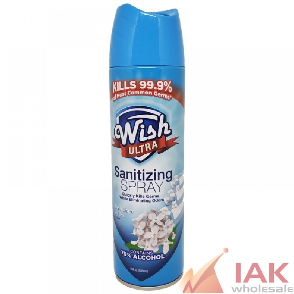 *WISH SANITIZING SPRAY AEROSOL 19OZ FRESH LINEN & LILAC*